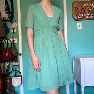 Vintage 1940s Style Mint Chiffon Party Dress